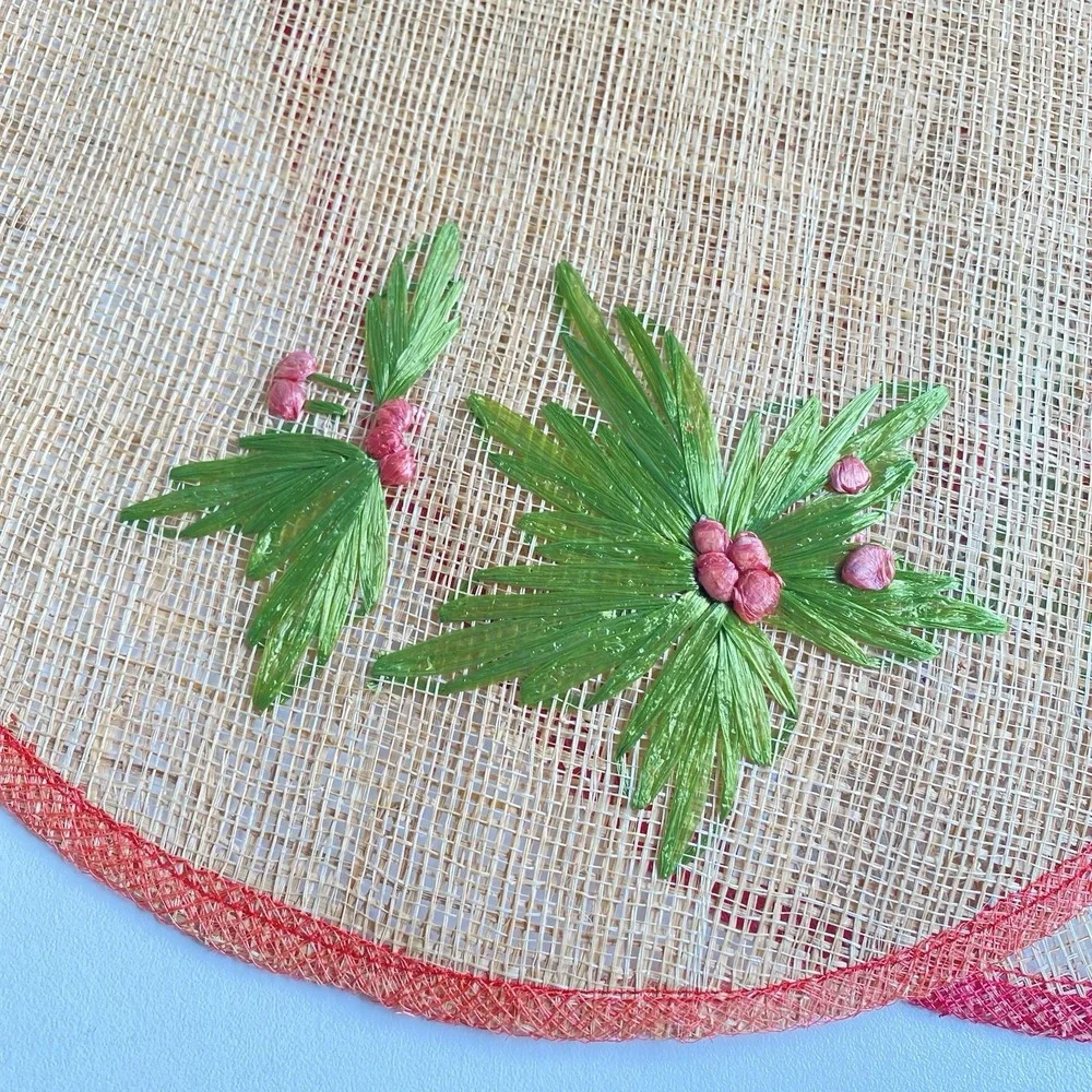 Set‎ Of 8 Vintage Christmas Placemats Floral Boho Straw Placemats 100% Abaca
